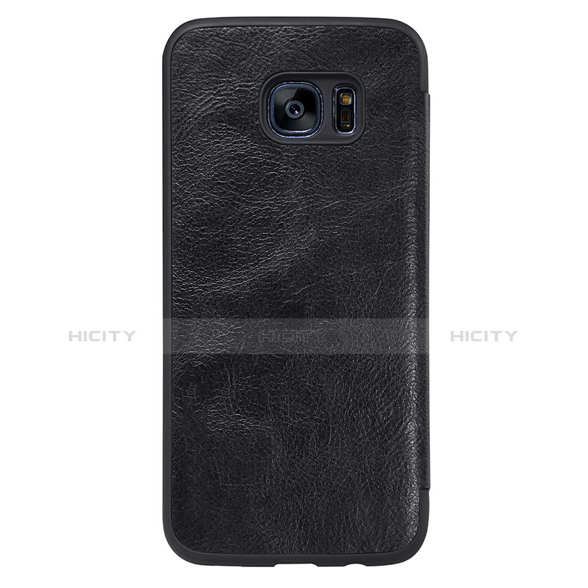 Coque Portefeuille Livre Cuir L02 pour Samsung Galaxy S7 Edge G935F Noir Plus