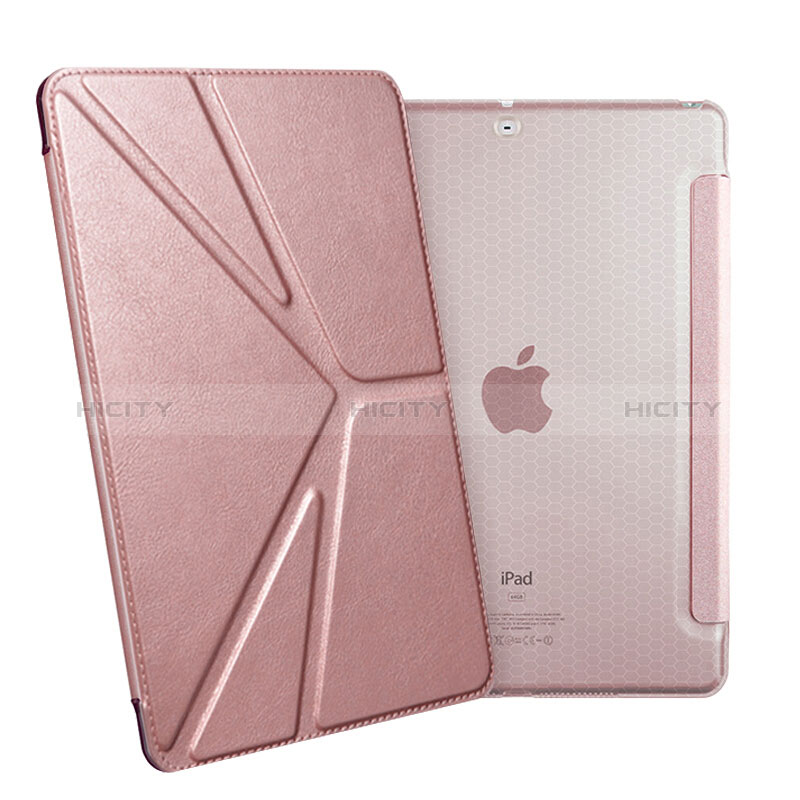 Coque Portefeuille Livre Cuir L08 pour Apple New iPad 9.7 (2018) Or Rose Plus