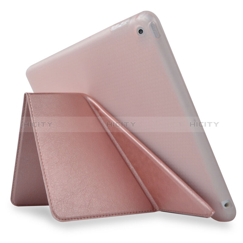 Coque Portefeuille Livre Cuir L08 pour Apple New iPad 9.7 (2018) Or Rose Plus