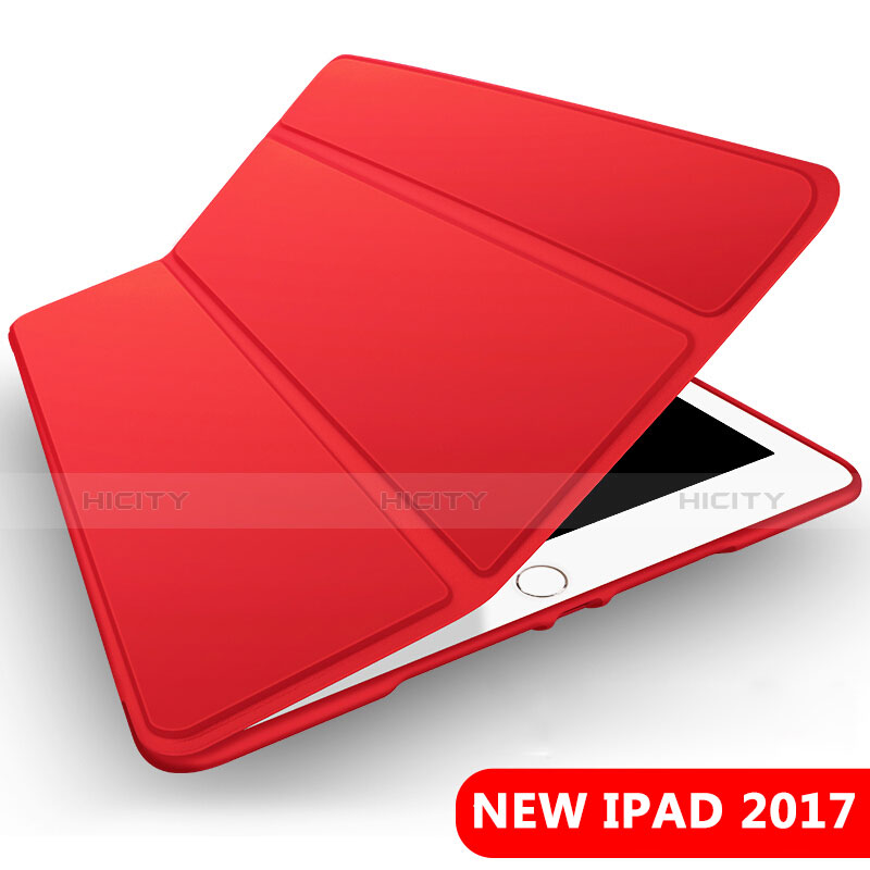 Coque Portefeuille Livre Cuir L09 pour Apple New iPad 9.7 (2017) Rouge Plus