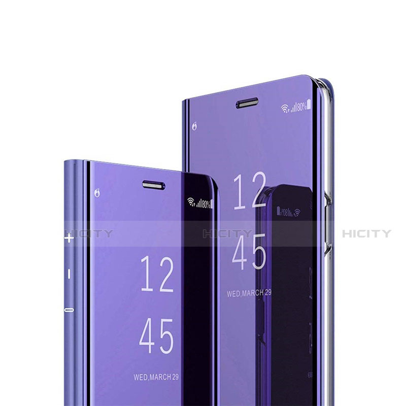 Coque Portefeuille Livre Cuir Miroir Housse Etui Clapet L01 pour Huawei Honor 9C Violet Plus