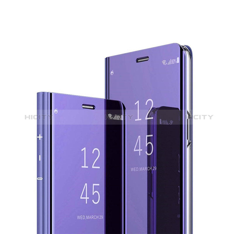 Coque Portefeuille Livre Cuir Miroir Housse Etui Clapet L01 pour Samsung Galaxy M80S Violet Plus