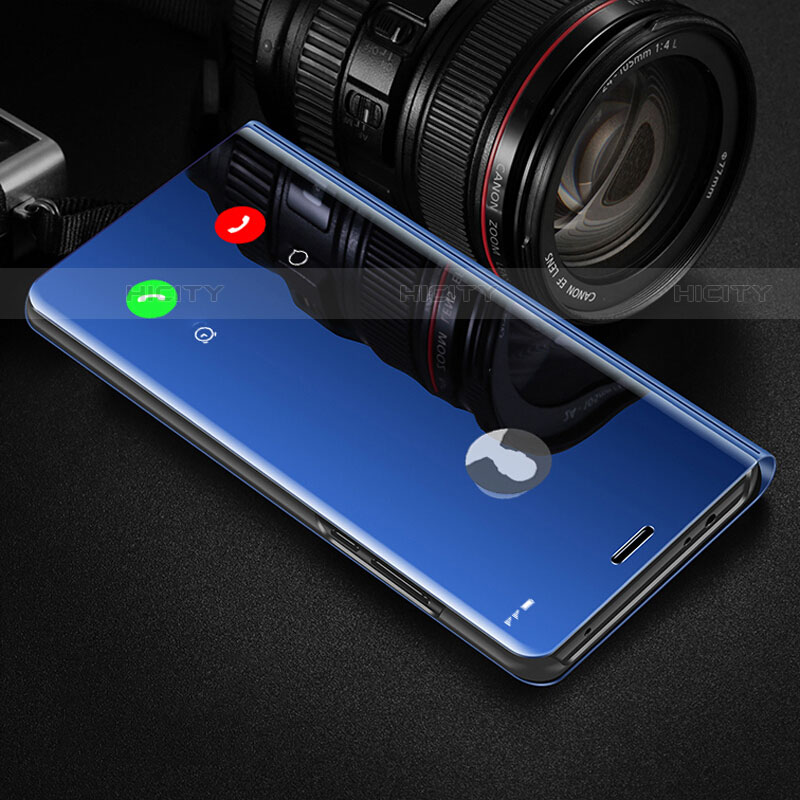 Coque Portefeuille Livre Cuir Miroir Housse Etui Clapet L01 pour Xiaomi Mi 10T Pro 5G Bleu Plus