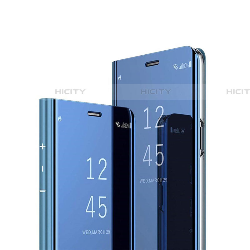 Coque Portefeuille Livre Cuir Miroir Housse Etui Clapet L01 pour Xiaomi Mi Note 10 Lite Bleu Plus