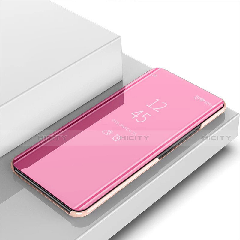 Coque Portefeuille Livre Cuir Miroir Housse Etui Clapet L02 pour Apple iPhone 13 Mini Or Rose Plus