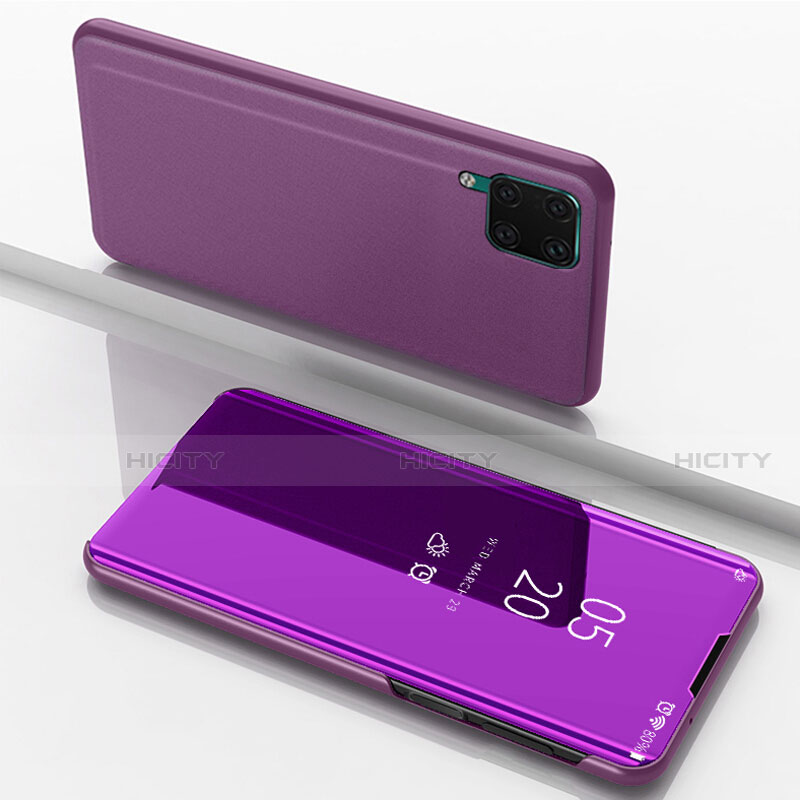 Coque Portefeuille Livre Cuir Miroir Housse Etui Clapet L02 pour Huawei P40 Lite Violet Plus