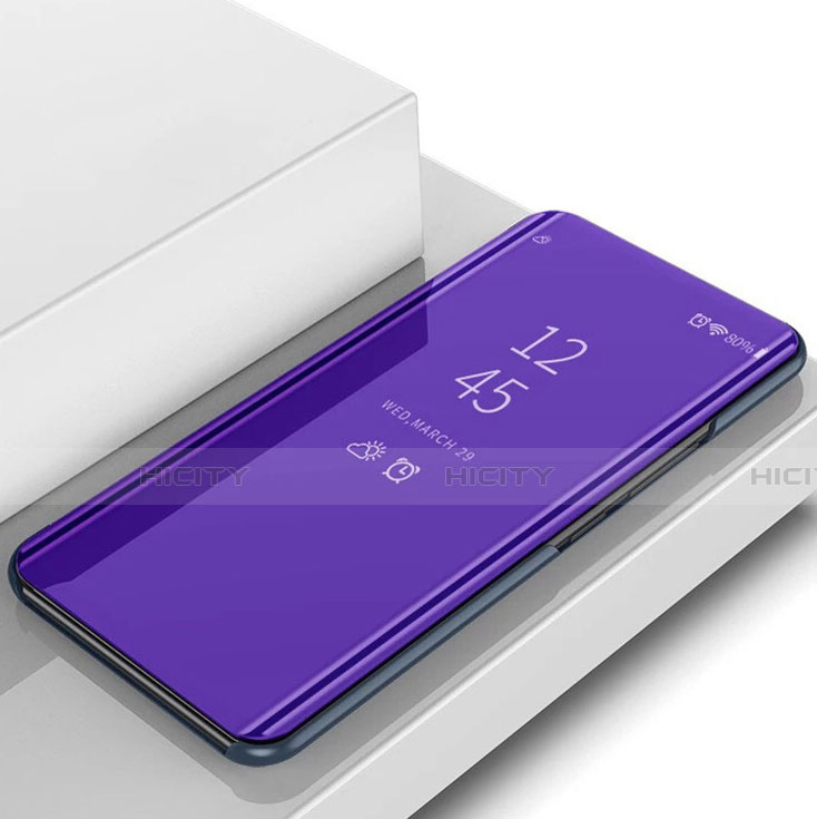 Coque Portefeuille Livre Cuir Miroir Housse Etui Clapet L02 pour Samsung Galaxy S10 5G SM-G977B Violet Plus