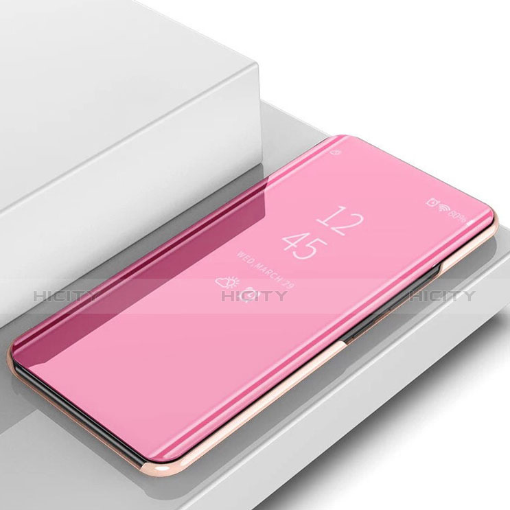 Coque Portefeuille Livre Cuir Miroir Housse Etui Clapet L02 pour Samsung Galaxy S10 Or Rose Plus