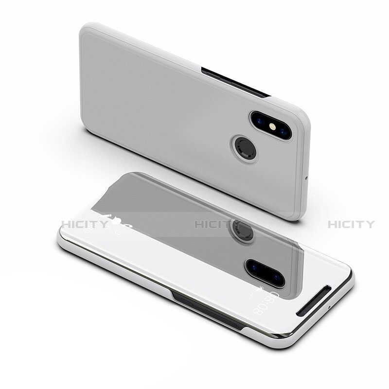 Coque Portefeuille Livre Cuir Miroir Housse Etui Clapet L02 pour Xiaomi Mi Max 3 Argent Plus
