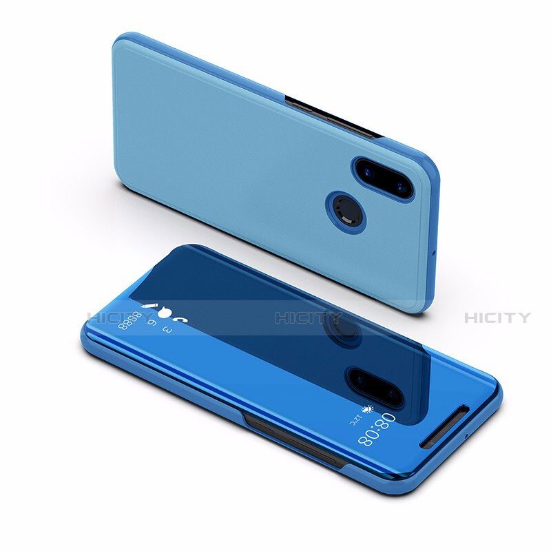 Coque Portefeuille Livre Cuir Miroir Housse Etui Clapet L02 pour Xiaomi Mi Max 3 Bleu Ciel Plus