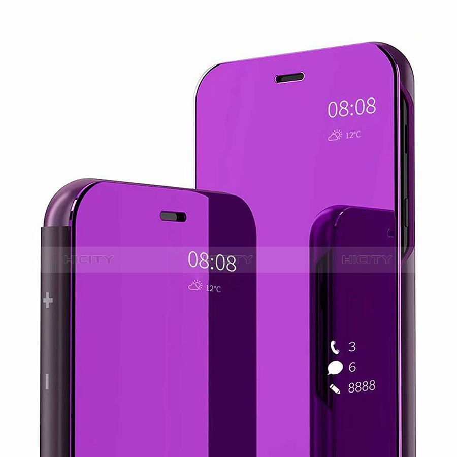 Coque Portefeuille Livre Cuir Miroir Housse Etui Clapet L04 pour Huawei Mate 20 Pro Violet Plus