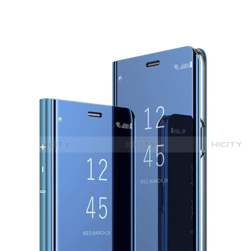 Coque Portefeuille Livre Cuir Miroir Housse Etui Clapet M01 pour Huawei P30 Lite XL Bleu Plus