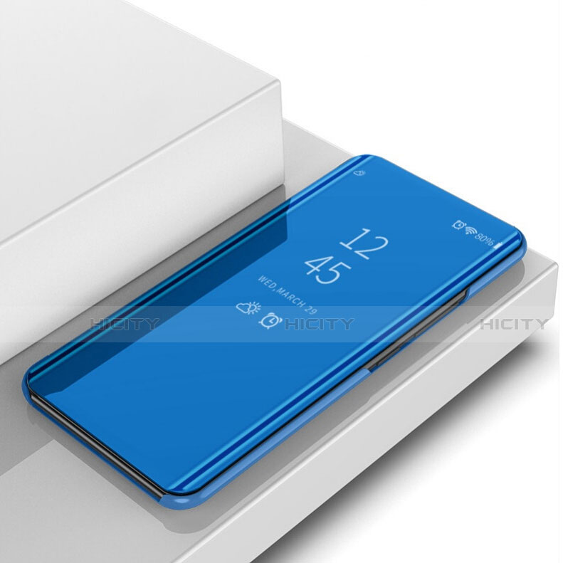Coque Portefeuille Livre Cuir Miroir Housse Etui Clapet M01 pour Samsung Galaxy Note 10 Plus Bleu Plus