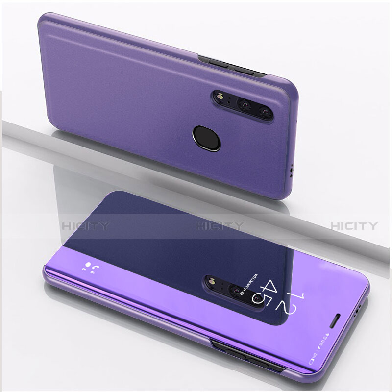 Coque Portefeuille Livre Cuir Miroir Housse Etui Clapet pour Huawei Enjoy 9s Violet Plus