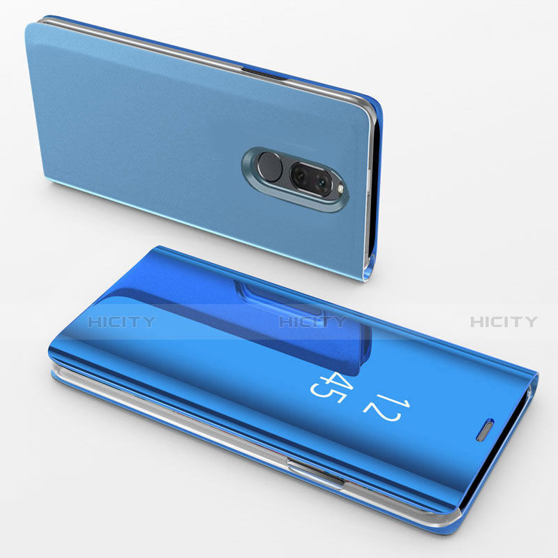 Coque Portefeuille Livre Cuir Miroir Housse Etui Clapet pour Huawei G10 Bleu Plus