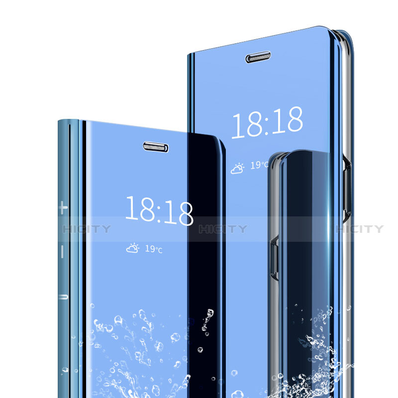 Coque Portefeuille Livre Cuir Miroir Housse Etui Clapet pour Huawei Honor 9 Lite Bleu Plus