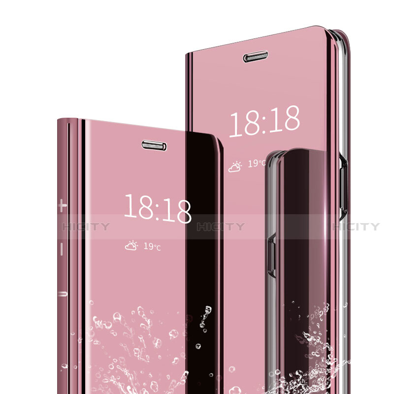 Coque Portefeuille Livre Cuir Miroir Housse Etui Clapet pour Huawei Honor 9 Lite Or Rose Plus