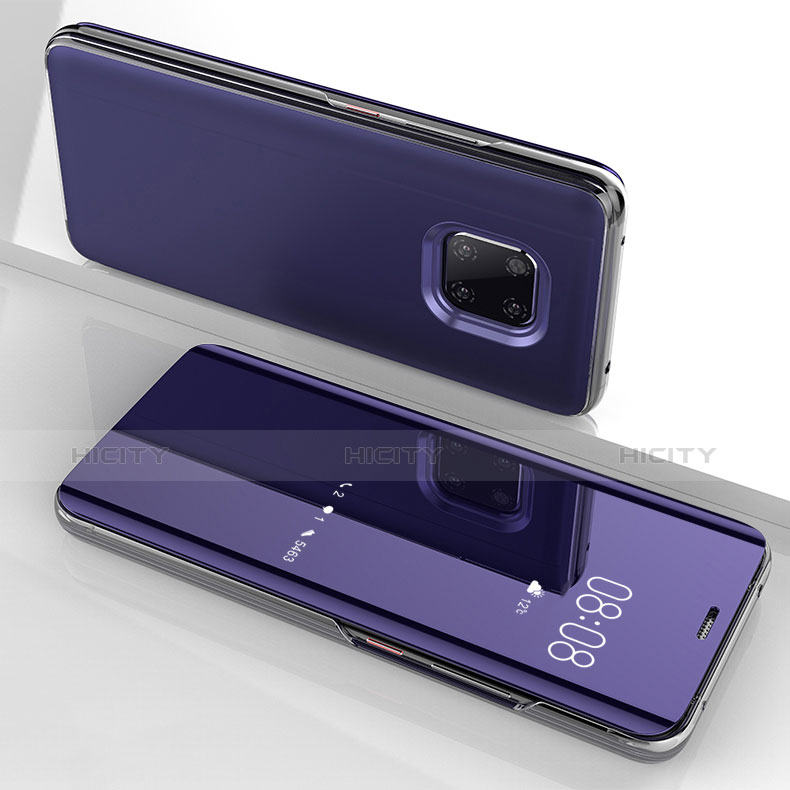 Coque Portefeuille Livre Cuir Miroir Housse Etui Clapet pour Huawei Mate 20 Pro Violet Plus