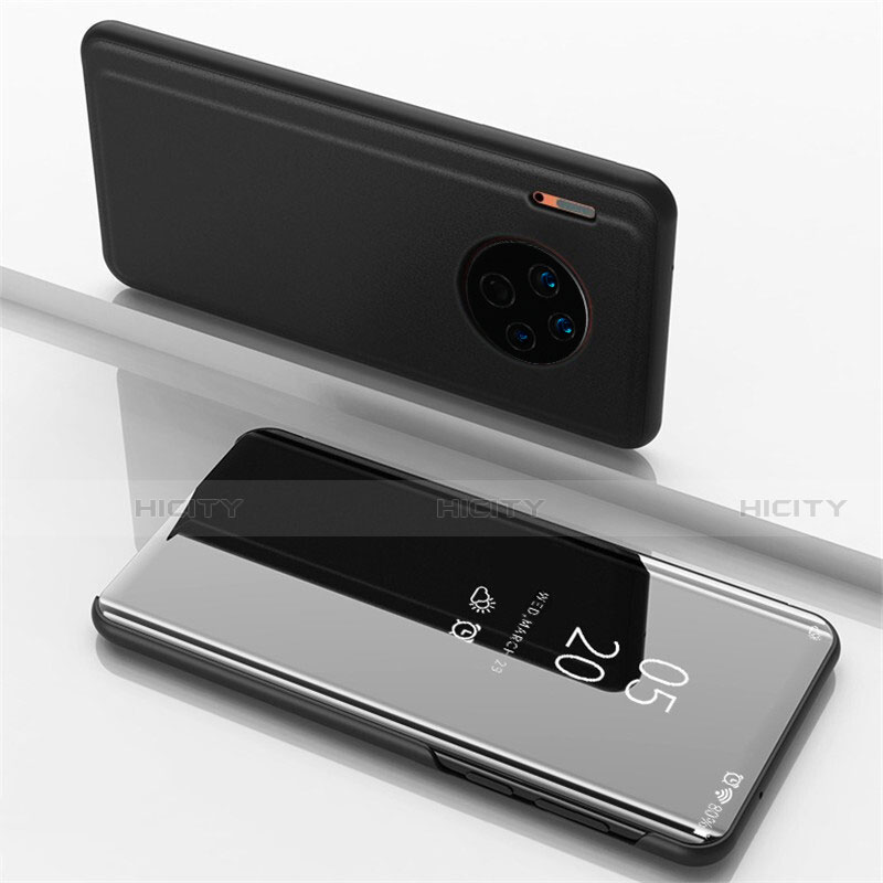 Coque Portefeuille Livre Cuir Miroir Housse Etui Clapet pour Huawei Mate 30 Pro 5G Noir Plus
