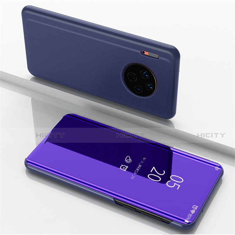 Coque Portefeuille Livre Cuir Miroir Housse Etui Clapet pour Huawei Mate 30 Pro 5G Violet Plus