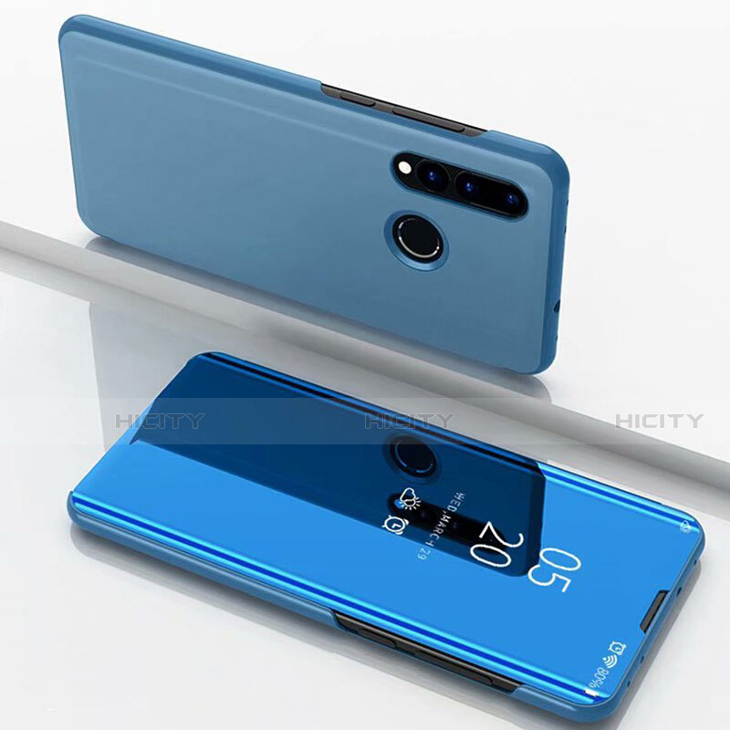 Coque Portefeuille Livre Cuir Miroir Housse Etui Clapet pour Huawei Nova 3i Bleu Ciel Plus