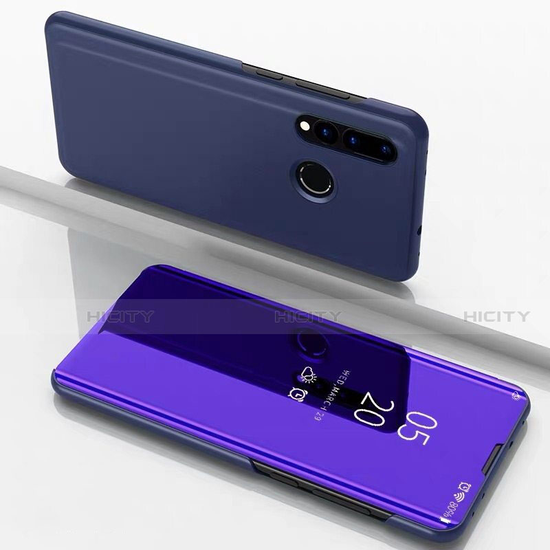Coque Portefeuille Livre Cuir Miroir Housse Etui Clapet pour Huawei P30 Lite Violet Plus