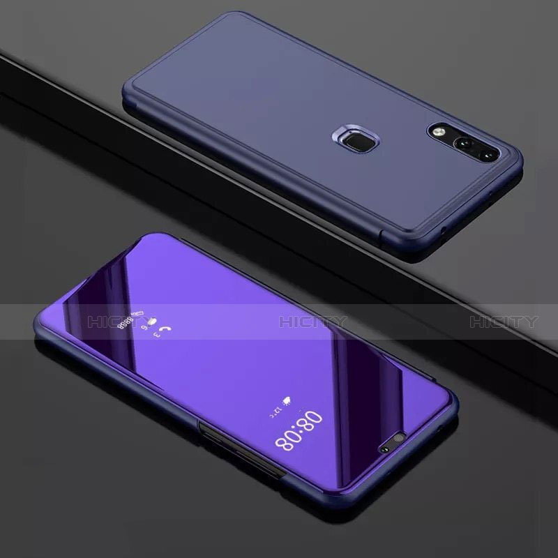 Coque Portefeuille Livre Cuir Miroir Housse Etui Clapet pour Huawei Y7 Pro (2019) Violet Plus