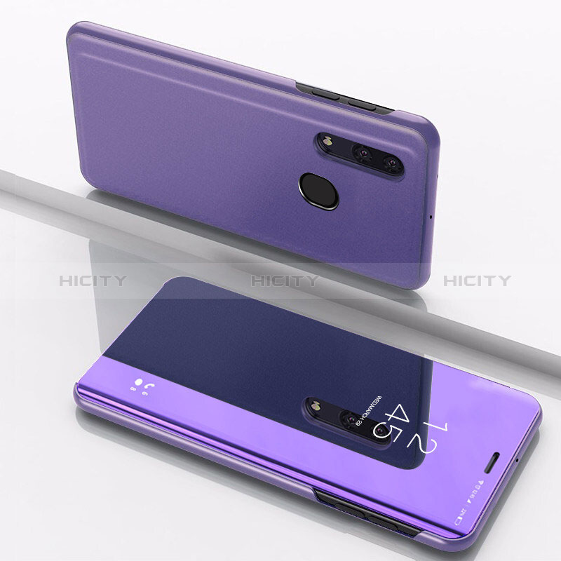 Coque Portefeuille Livre Cuir Miroir Housse Etui Clapet pour Samsung Galaxy M10S Violet Plus