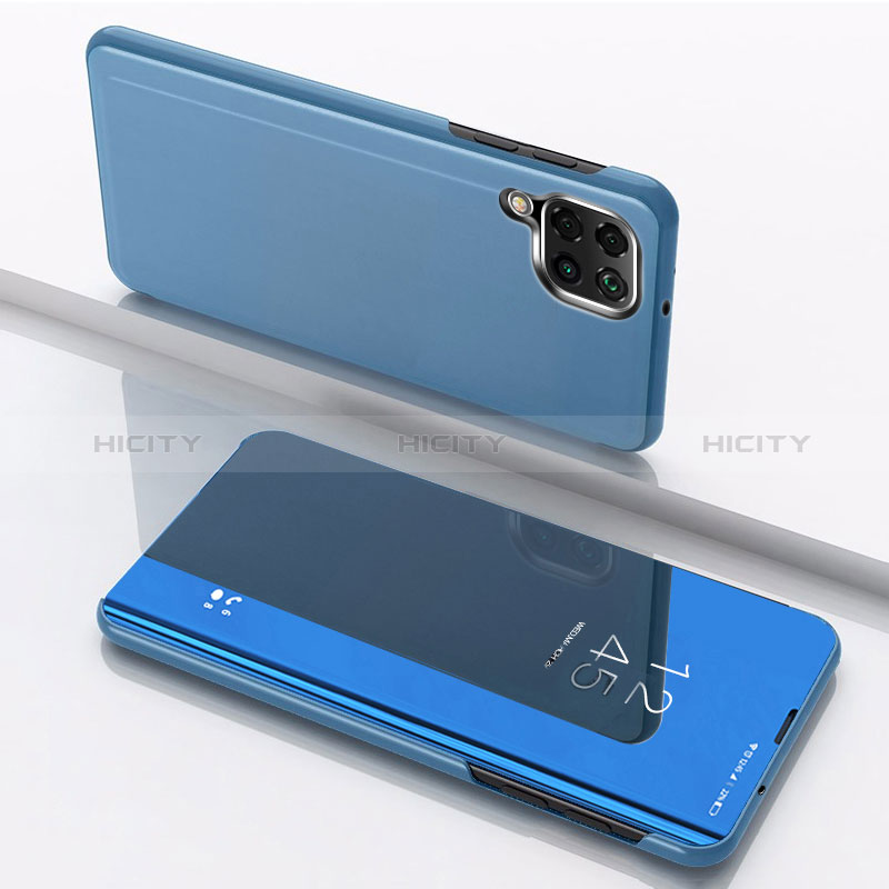 Coque Portefeuille Livre Cuir Miroir Housse Etui Clapet pour Samsung Galaxy M12 Bleu Plus