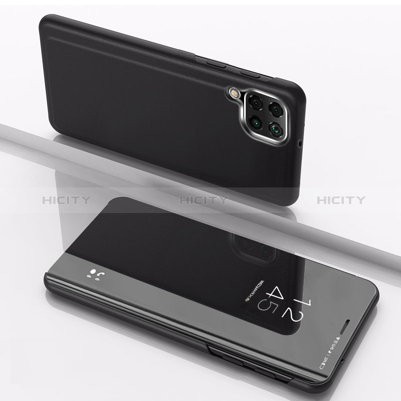 Coque Portefeuille Livre Cuir Miroir Housse Etui Clapet pour Samsung Galaxy M12 Noir Plus