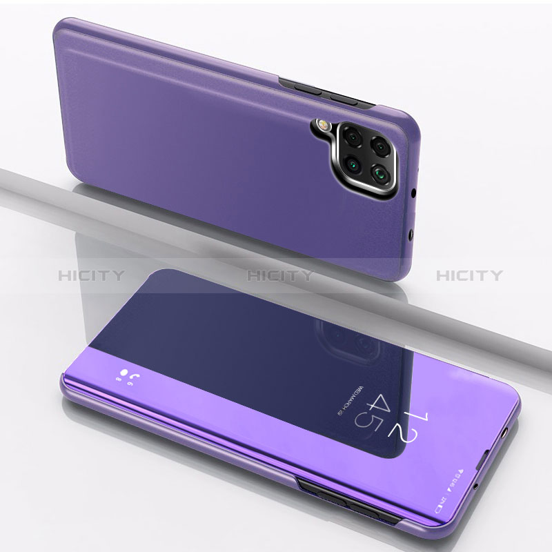 Coque Portefeuille Livre Cuir Miroir Housse Etui Clapet pour Samsung Galaxy M12 Violet Plus