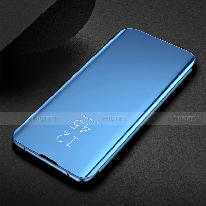 Coque Portefeuille Livre Cuir Miroir Housse Etui Clapet pour Samsung Galaxy M21 Bleu Plus