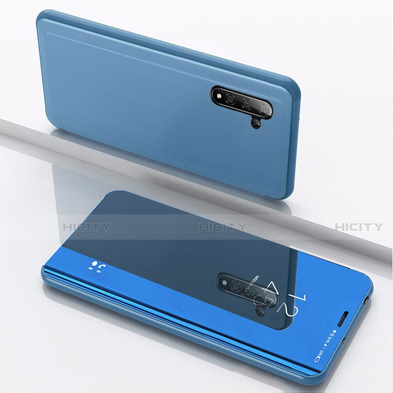 Coque Portefeuille Livre Cuir Miroir Housse Etui Clapet pour Samsung Galaxy Note 10 5G Bleu Plus
