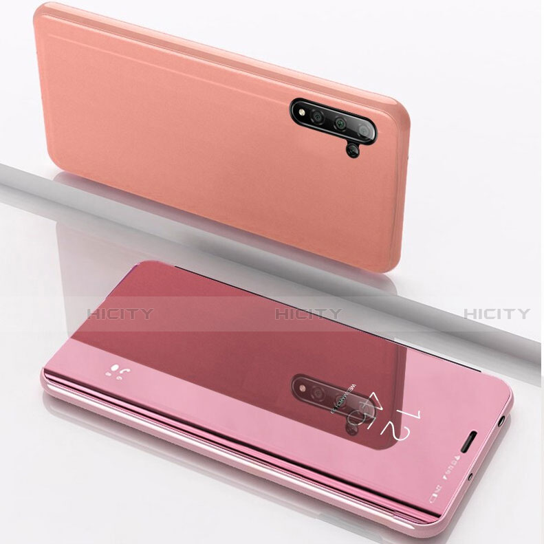 Coque Portefeuille Livre Cuir Miroir Housse Etui Clapet pour Samsung Galaxy Note 10 5G Or Rose Plus