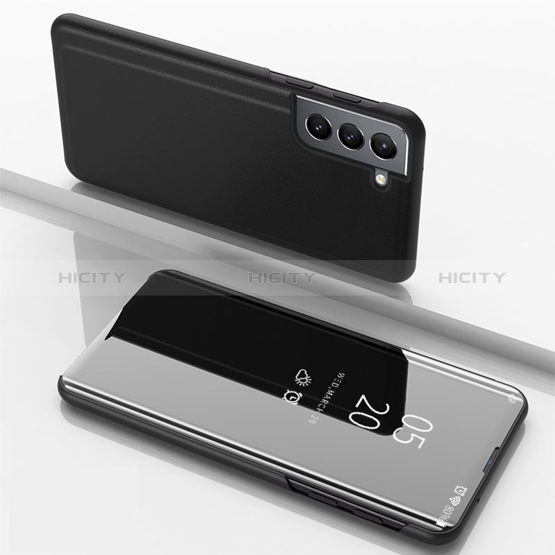 Coque Portefeuille Livre Cuir Miroir Housse Etui Clapet pour Samsung Galaxy S24 Plus 5G Noir Plus