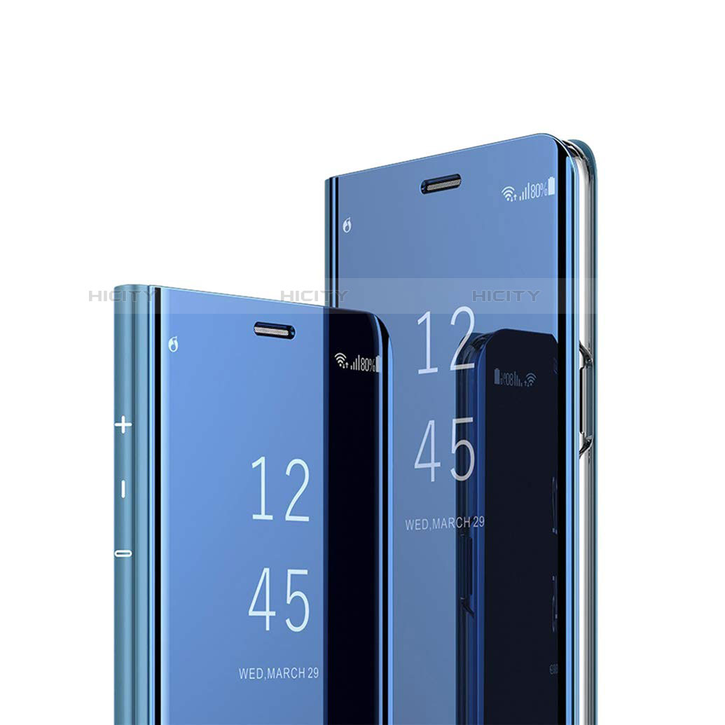 Coque Portefeuille Livre Cuir Miroir Housse Etui Clapet pour Sony Xperia 1 Bleu Plus