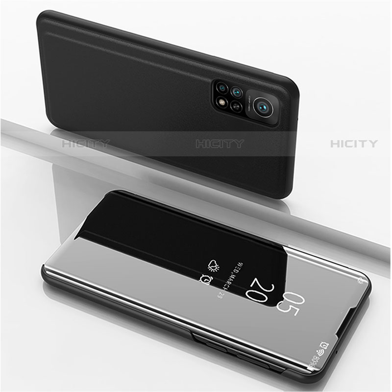 Coque Portefeuille Livre Cuir Miroir Housse Etui Clapet pour Xiaomi Mi 10T Pro 5G Noir Plus