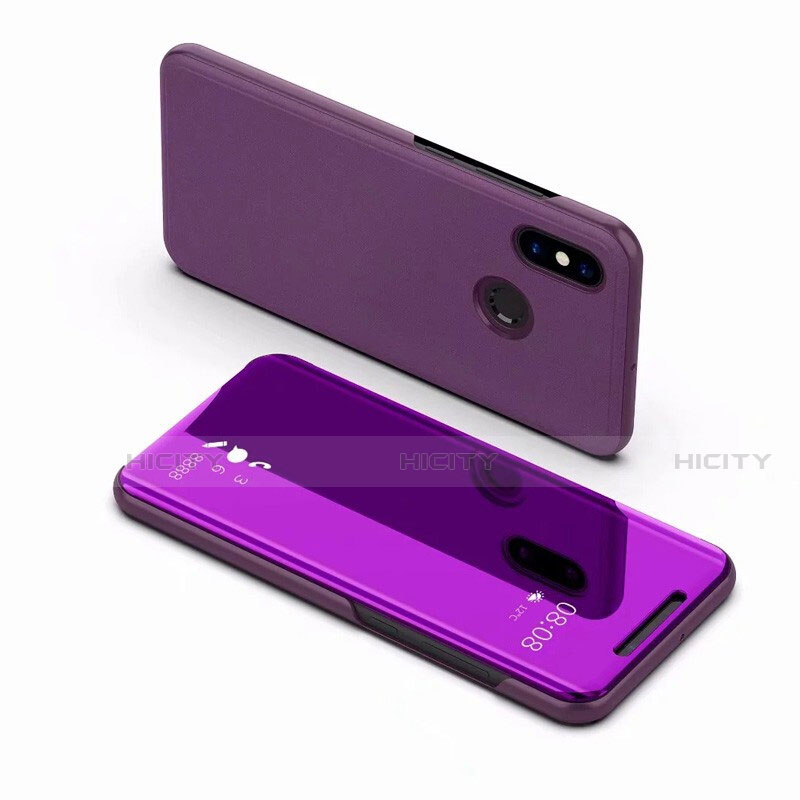 Coque Portefeuille Livre Cuir Miroir Housse Etui Clapet pour Xiaomi Mi 8 Violet Plus
