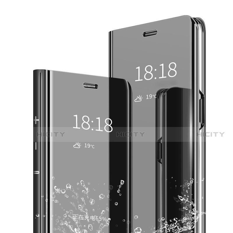 Coque Portefeuille Livre Cuir Miroir Housse Etui Clapet pour Xiaomi Redmi Note 7 Noir Plus