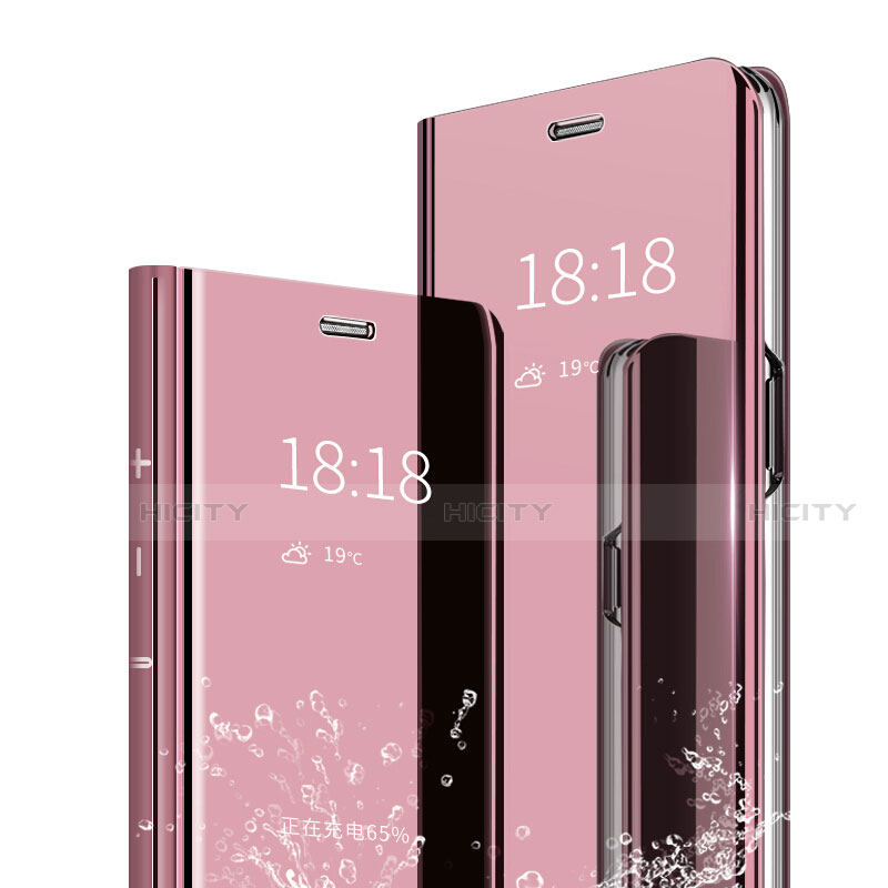 Coque Portefeuille Livre Cuir Miroir Housse Etui Clapet pour Xiaomi Redmi Note 7 Pro Or Rose Plus