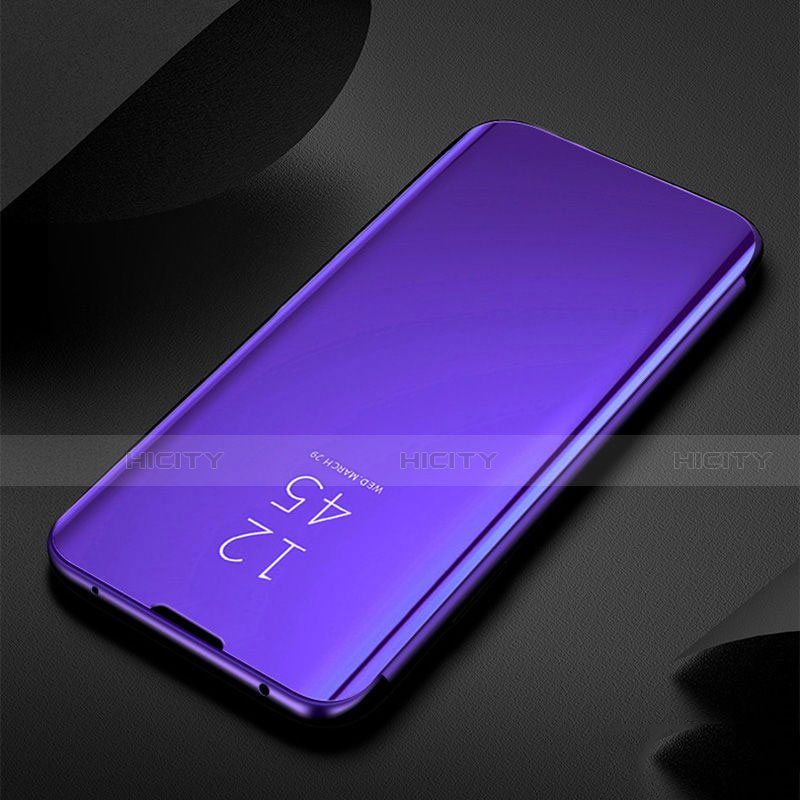 Coque Portefeuille Livre Cuir Miroir Housse Etui Clapet pour Xiaomi Redmi Note 8 (2021) Violet Plus