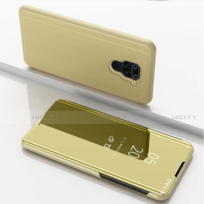 Coque Portefeuille Livre Cuir Miroir Housse Etui Clapet pour Xiaomi Redmi Note 9 Or Plus