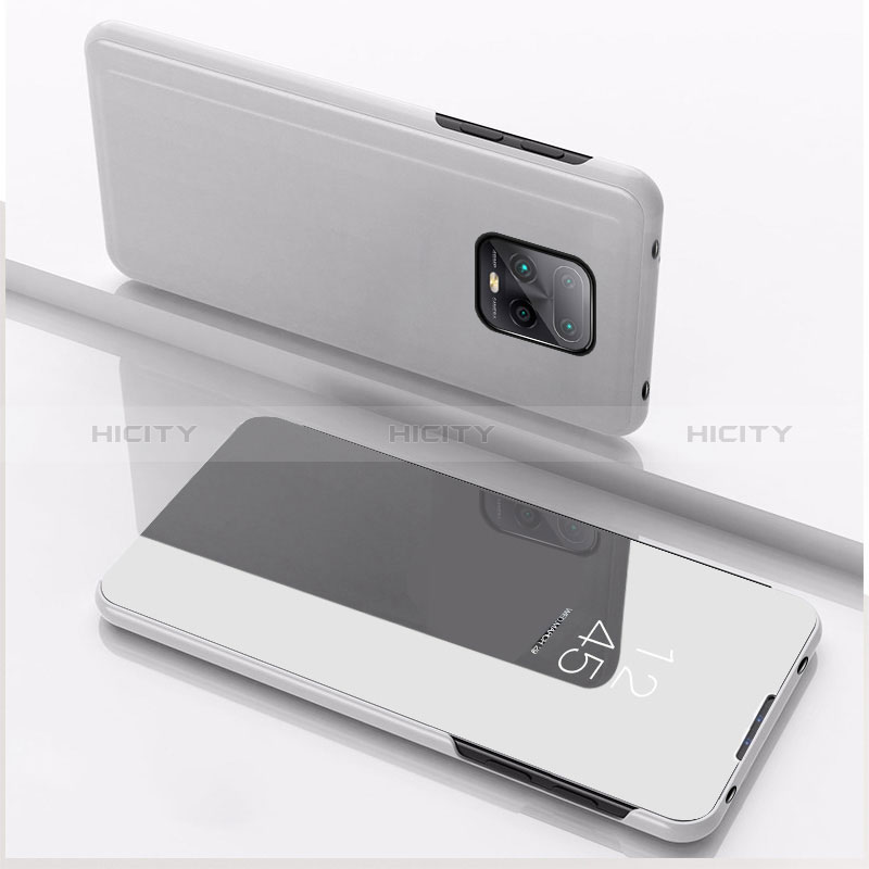 Coque Portefeuille Livre Cuir Miroir Housse Etui Clapet QH1 pour Xiaomi Redmi 10X 5G Argent Plus