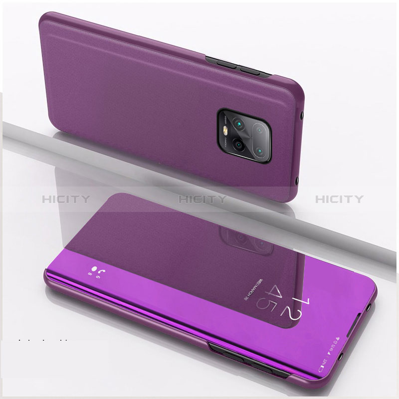 Coque Portefeuille Livre Cuir Miroir Housse Etui Clapet QH1 pour Xiaomi Redmi 10X 5G Violet Plus