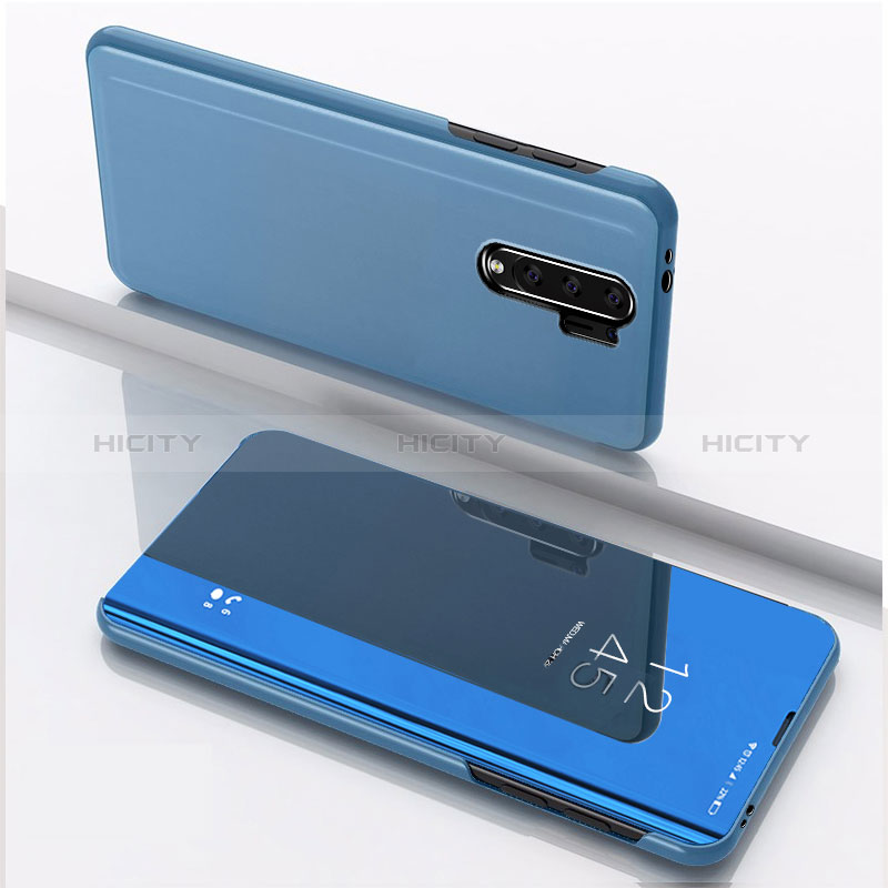 Coque Portefeuille Livre Cuir Miroir Housse Etui Clapet QH1 pour Xiaomi Redmi 9 Prime India Bleu Plus