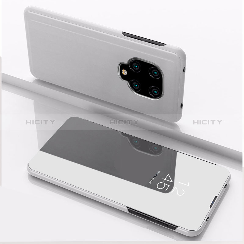 Coque Portefeuille Livre Cuir Miroir Housse Etui Clapet QH1 pour Xiaomi Redmi Note 9 Pro Argent Plus