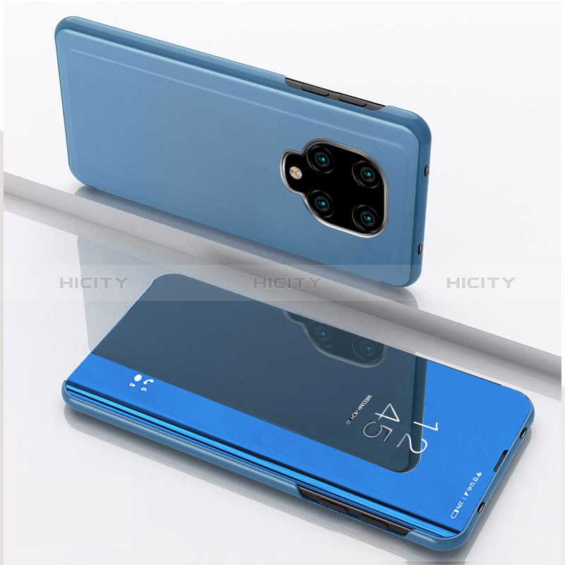 Coque Portefeuille Livre Cuir Miroir Housse Etui Clapet QH1 pour Xiaomi Redmi Note 9 Pro Bleu Plus