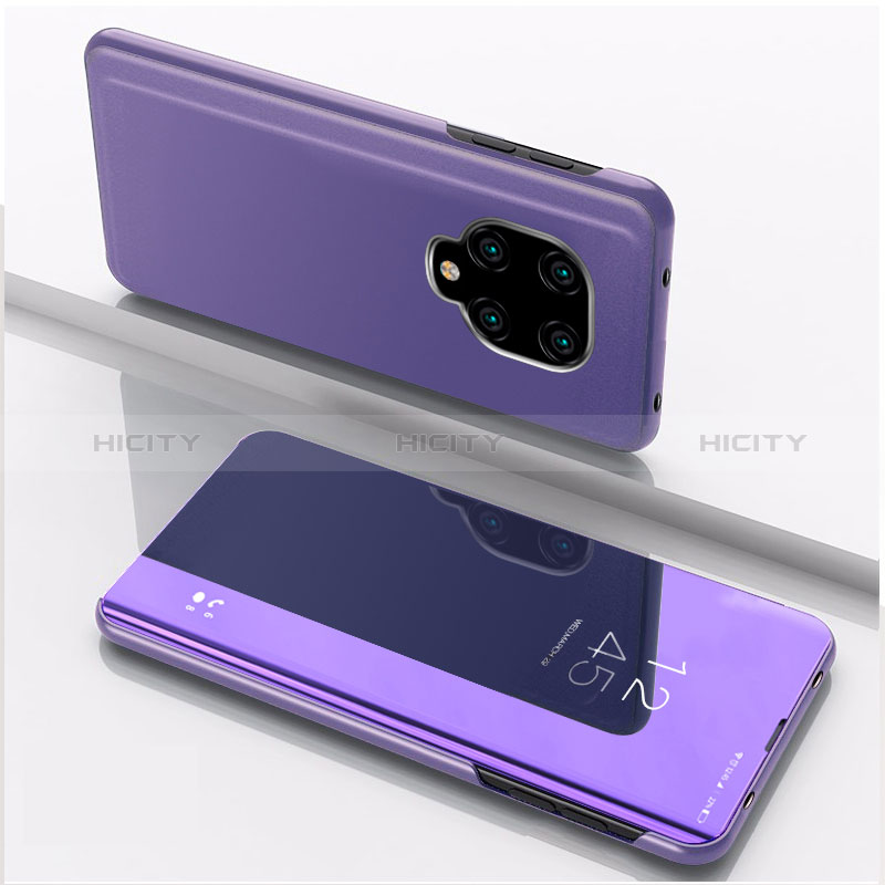 Coque Portefeuille Livre Cuir Miroir Housse Etui Clapet QH1 pour Xiaomi Redmi Note 9 Pro Max Violet Clair Plus