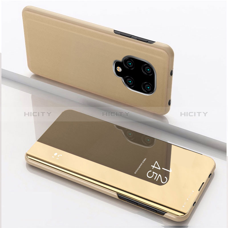 Coque Portefeuille Livre Cuir Miroir Housse Etui Clapet QH1 pour Xiaomi Redmi Note 9 Pro Or Plus