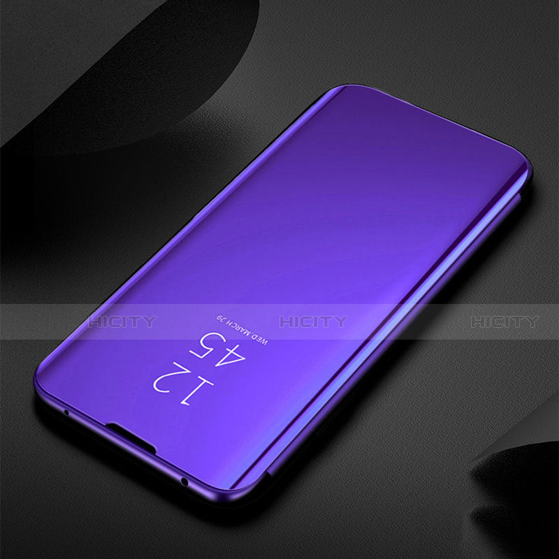 Coque Portefeuille Livre Cuir Miroir Housse Etui Clapet S01 pour Xiaomi Mi Note 10 Pro Violet Plus